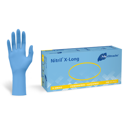 Meditrade Nitril® X-Long Untersuchungshandschuh aus Nitril – Produktansicht