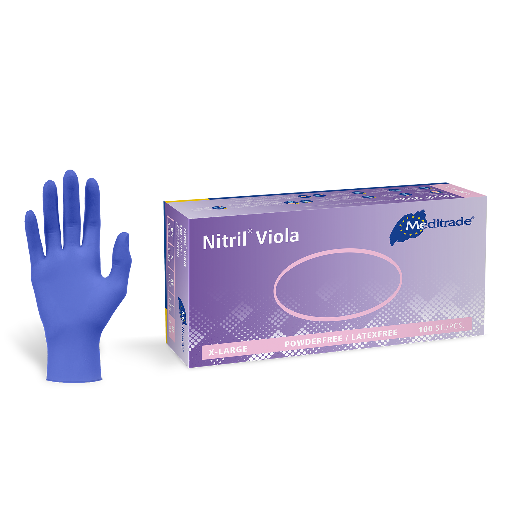 Meditrade Nitril Viola Untersuchungshandschuh – Produktansicht