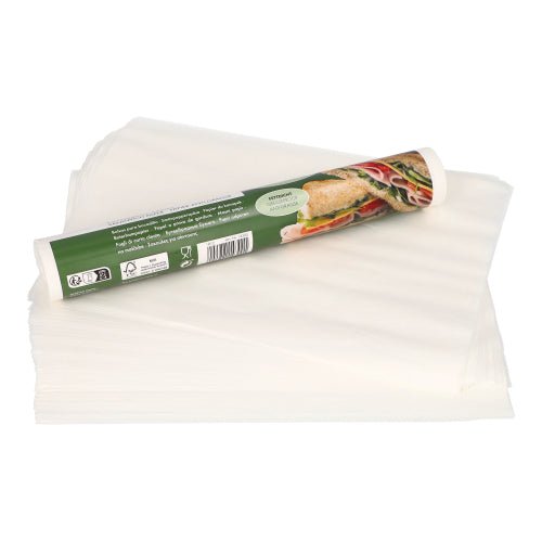 PAPSTAR Butterbrotpapier 25x30 cm, 100 Blatt, weiß | Banderole (100 Blätter)