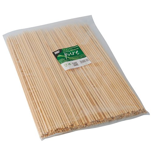 PAPSTAR Schaschlikspieße Holz "pure" Ø 5 mm, 40 cm lang | Folie (200 Stück)