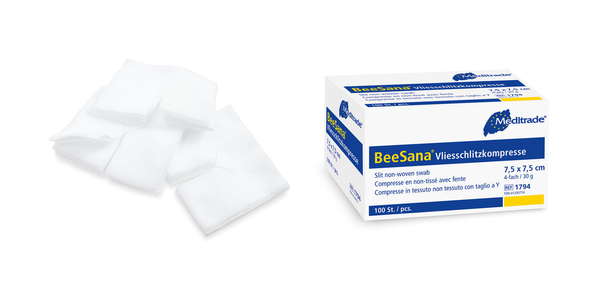 Meditrade BeeSana® Vliesschlitzkompresse – Produktansicht