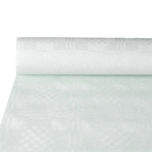 PAPSTAR Papiertischtuch mit Damastprägung, weiß, 10 m x 1,2 m | Folie (1 Rolle)