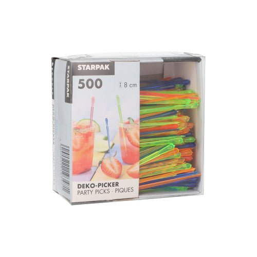 PAPSTAR Deko-Picker "Drop" 8 cm, farbig sortiert für Feste | Papptray (500 Stück)
