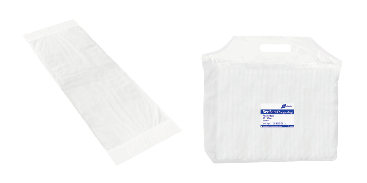 Meditrade BeeSana Saugvorlage - Größe: 16 x 55 cm | Inhalt: 5 Packungen à 20 Stück (100 Stück)