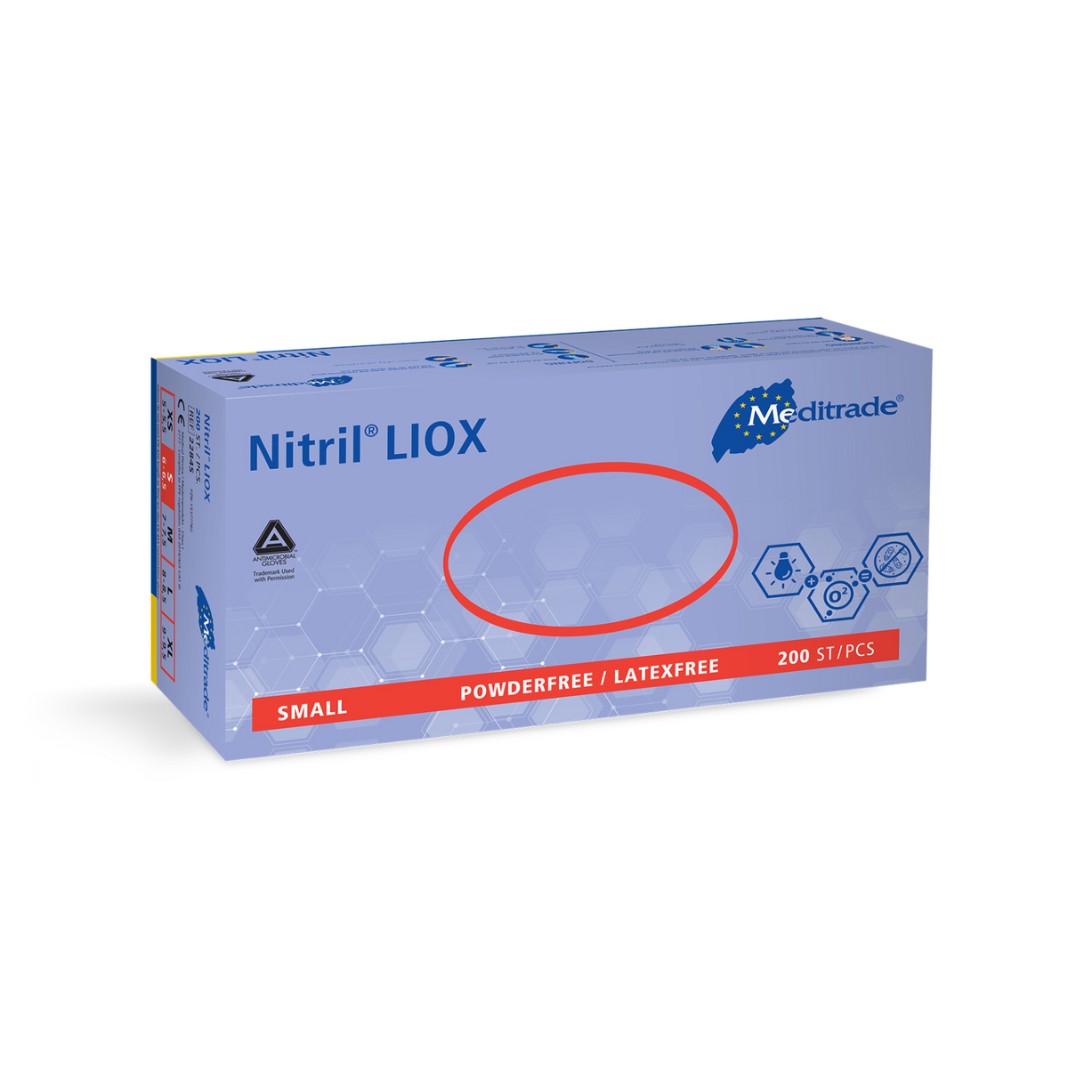 Meditrade Nitril® LIOX Antimikrobieller Untersuchungshandschuh aus Nitril – Variantenansicht 2284S