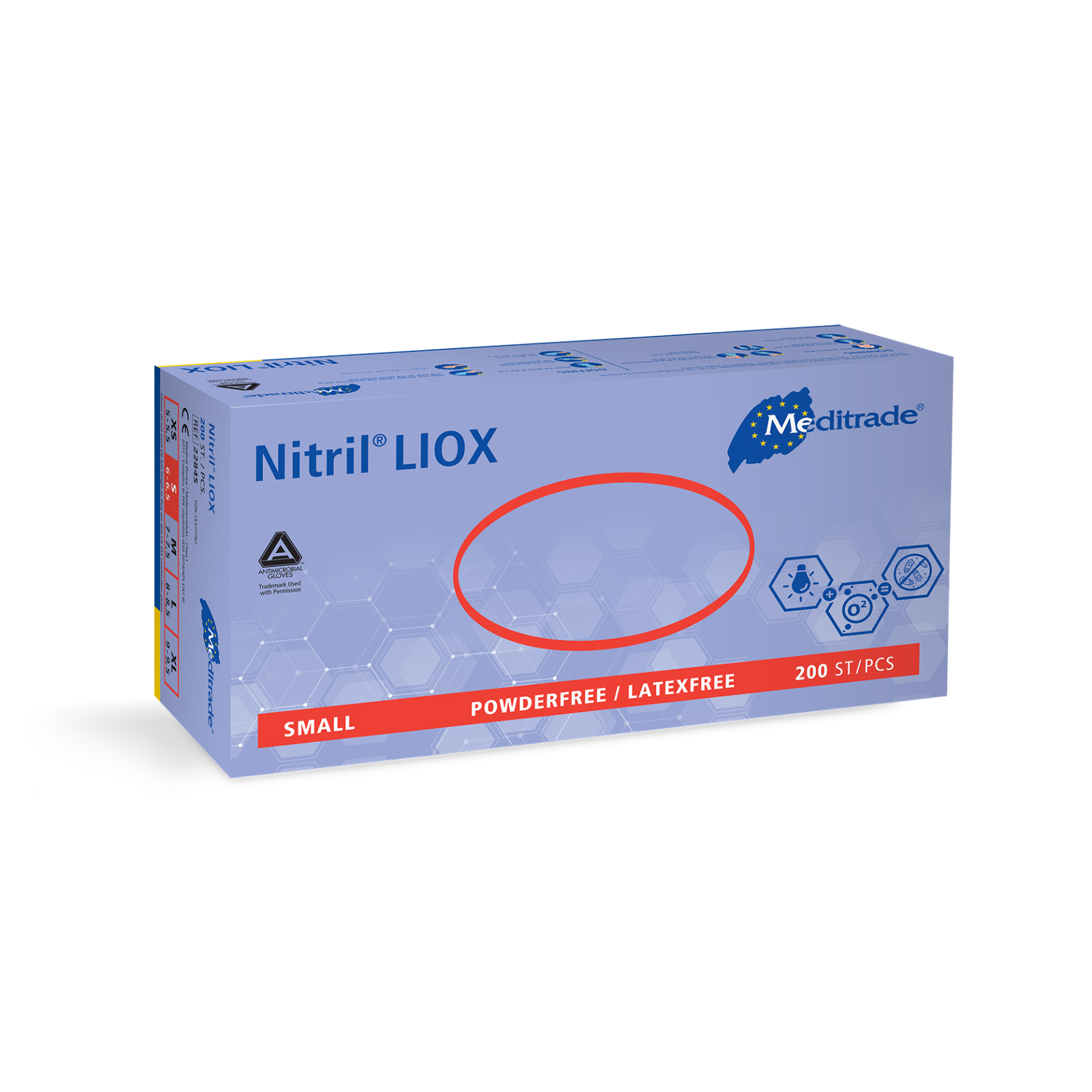Meditrade Nitril® LIOX Antimikrobieller Untersuchungshandschuh aus Nitril – Variantenansicht 2284S