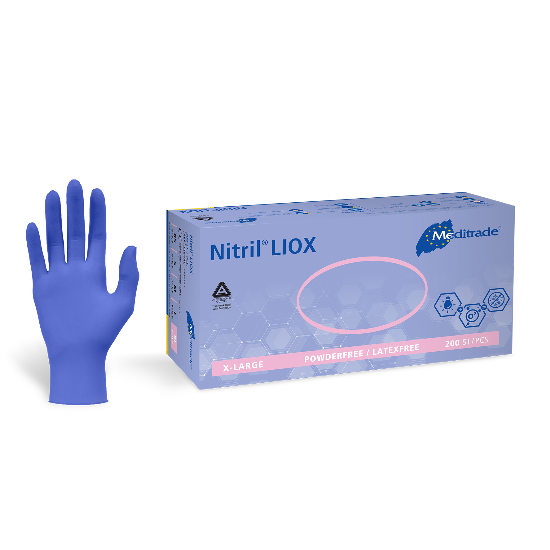 Meditrade Nitril® LIOX Antimikrobieller Untersuchungshandschuh aus Nitril – Produktansicht 2