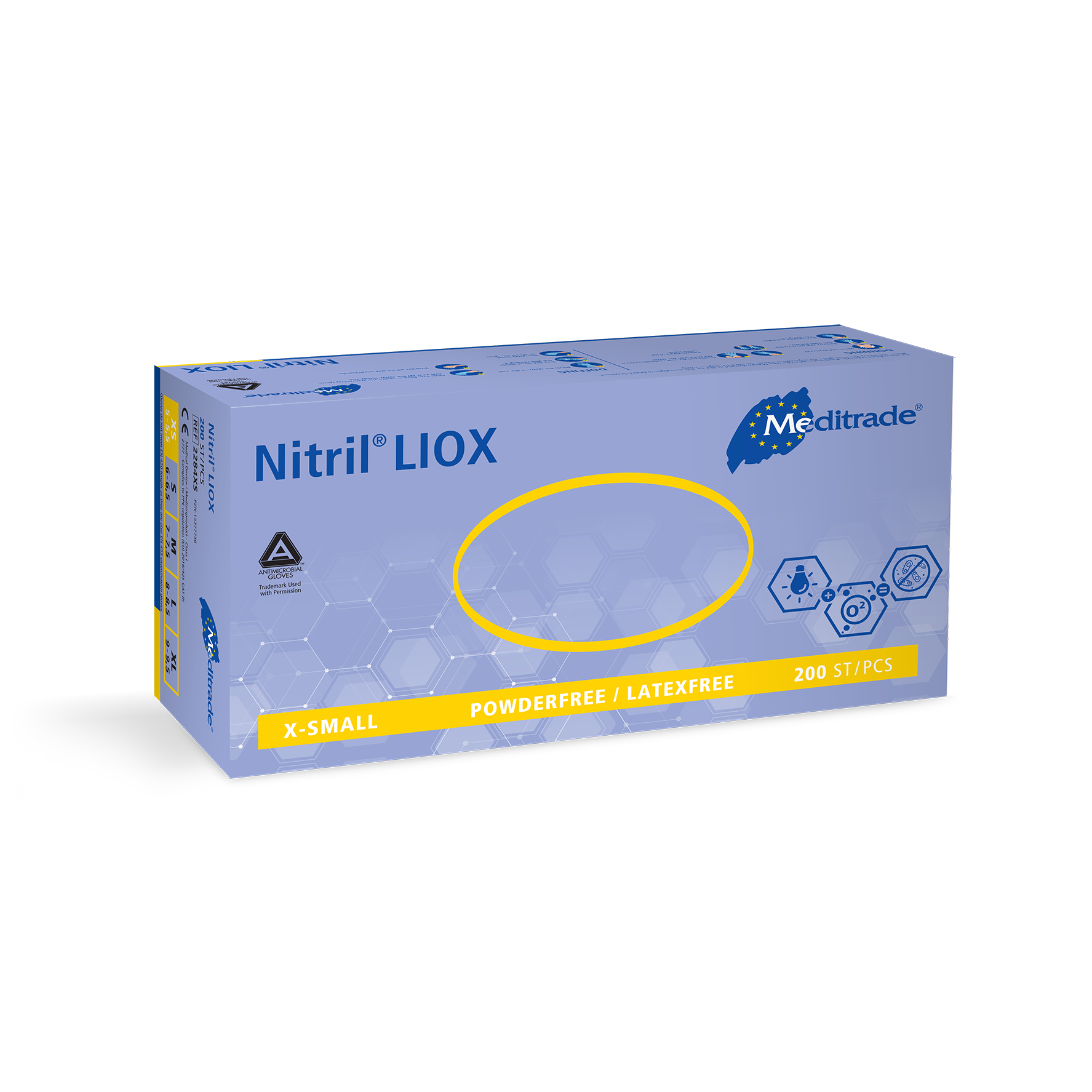 Meditrade Nitril® LIOX Antimikrobieller Untersuchungshandschuh aus Nitril – Variantenansicht 2284XS