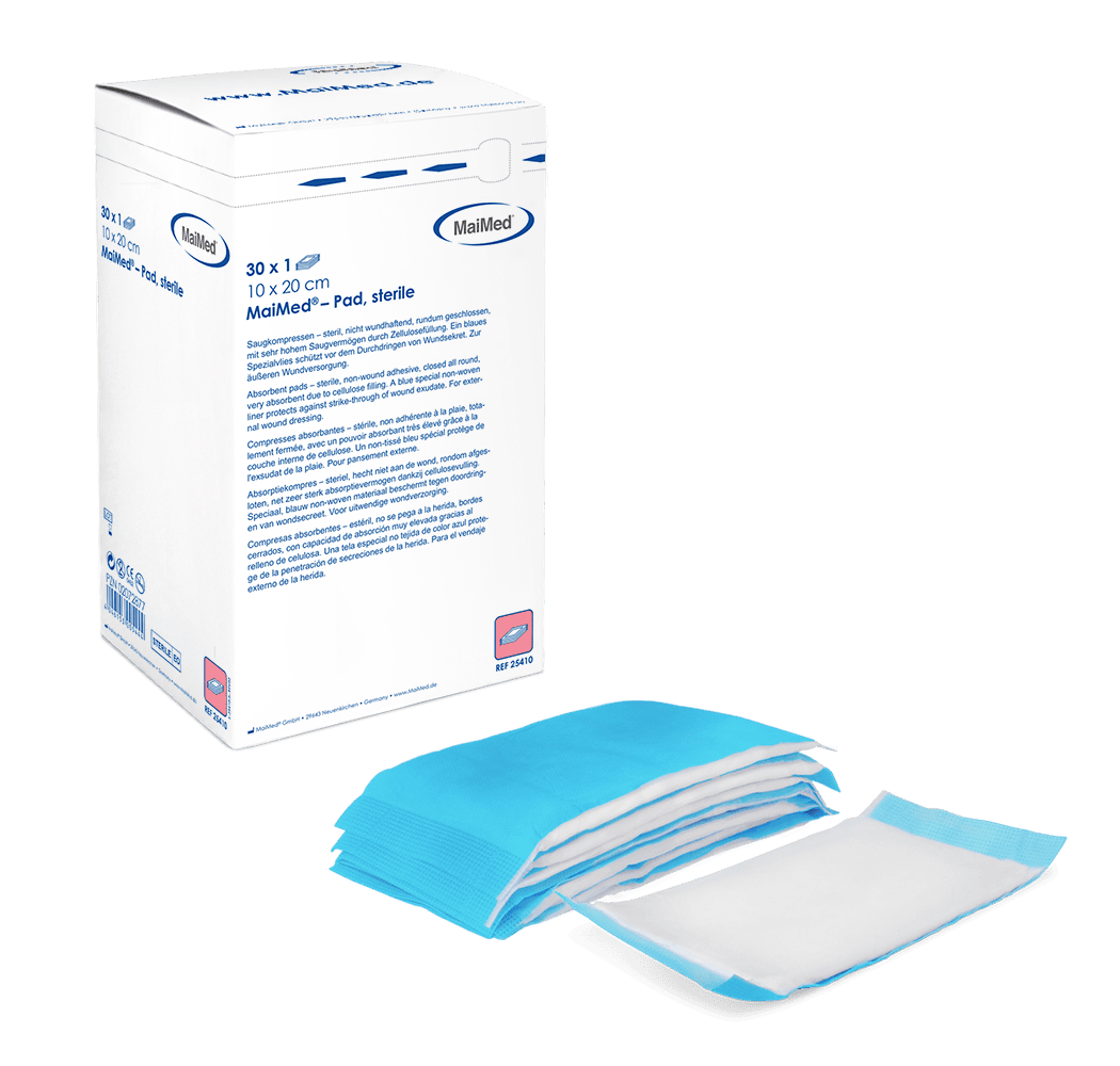 MaiMed® Pad steril - Sterile Saugkompresse | Format: 10 × 10 cm