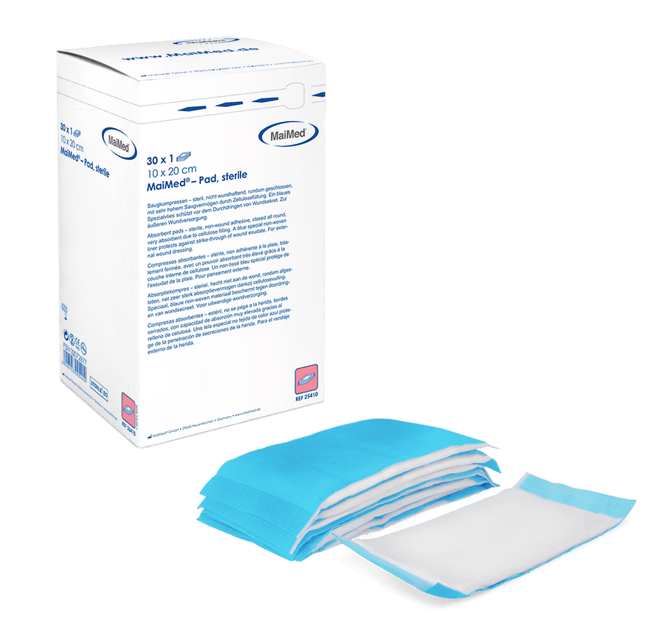 MaiMed® Pad steril - Sterile Saugkompresse | Format: 10 × 10 cm