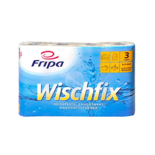 Fripa Wischfix Küchenrolle, 3-lagig - 100% Zellstoff mit Saugprägung, 26 x 24 cm Fripa