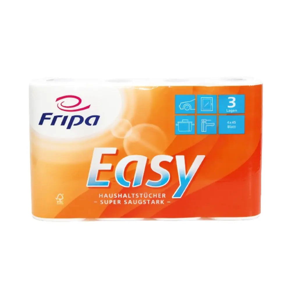 Fripa Easy Küchenrolle, 3-lagig - 100% Zellstoff mit Saugprägung, 23 x 21,5 cm Fripa