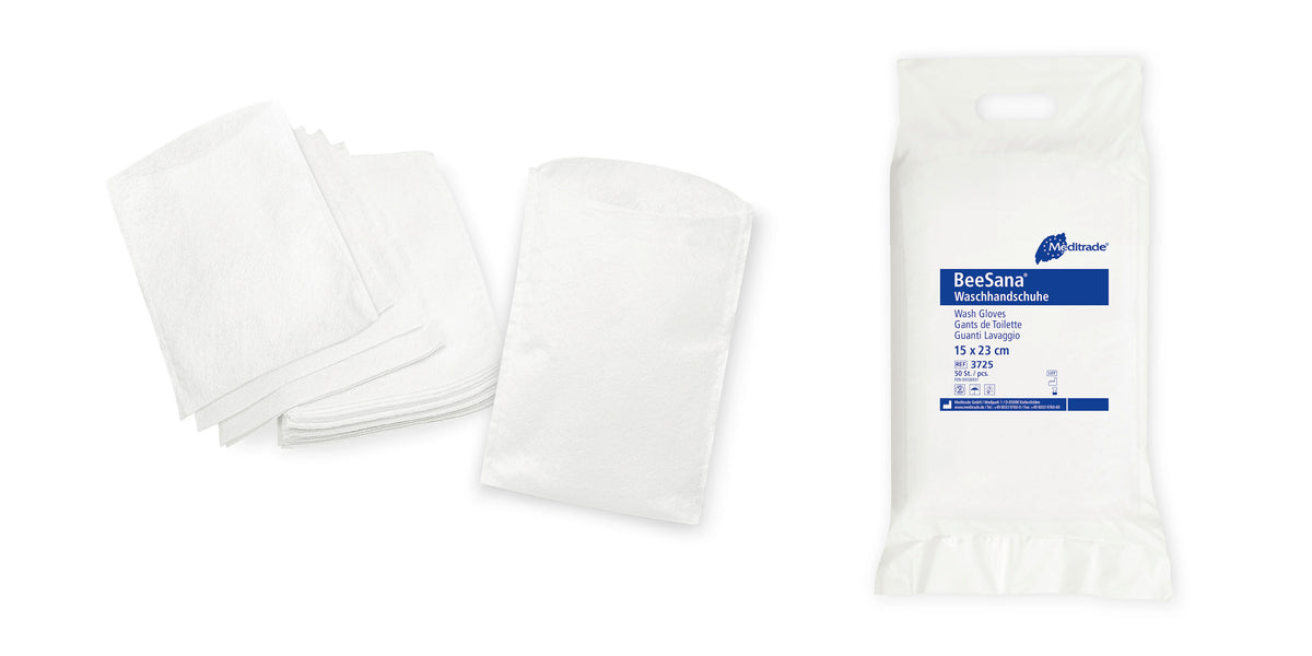 Meditrade BeeSana Waschhandschuh – Produkt und Verpackung