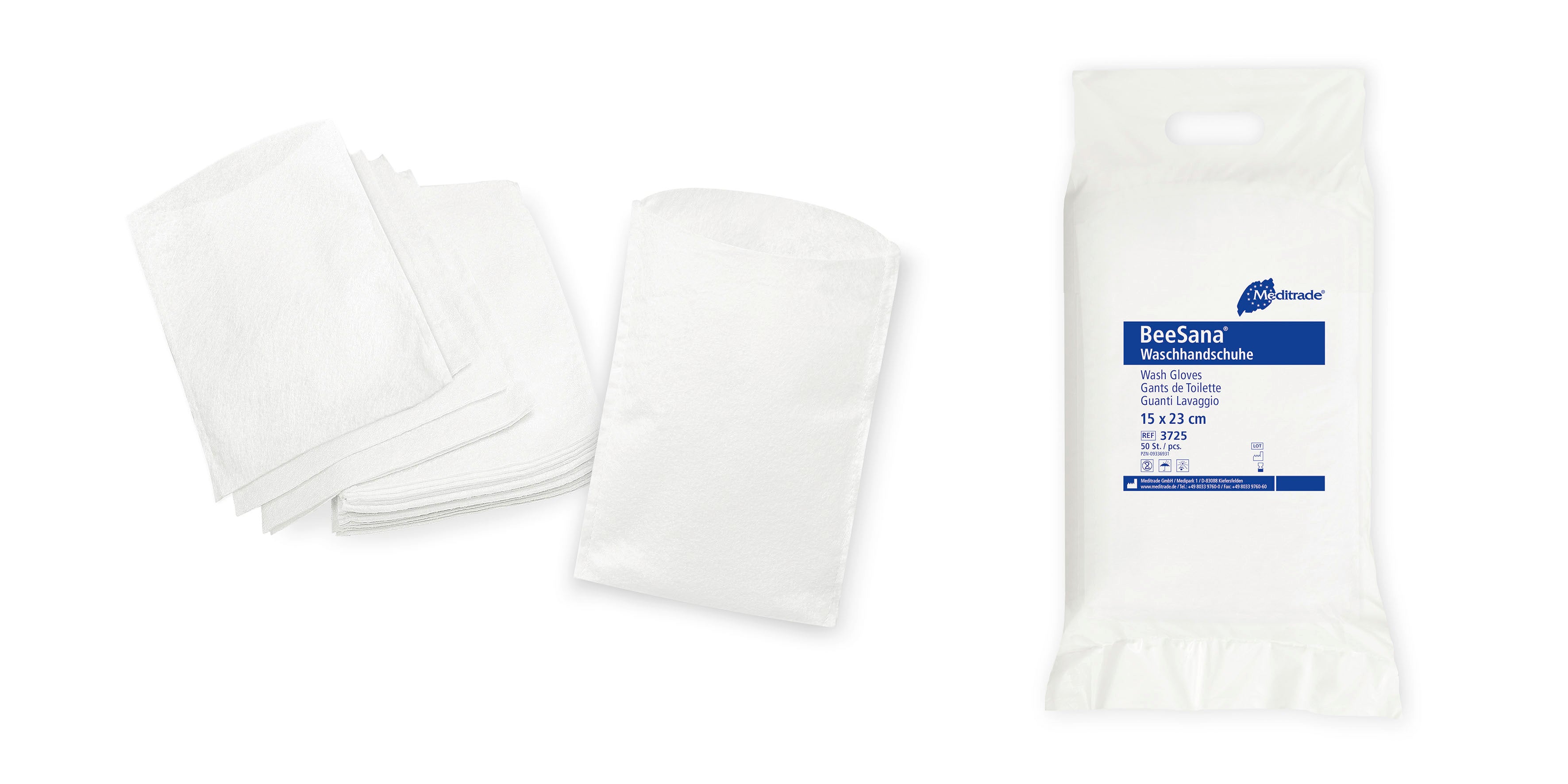 Meditrade BeeSana Waschhandschuh – Produkt und Verpackung