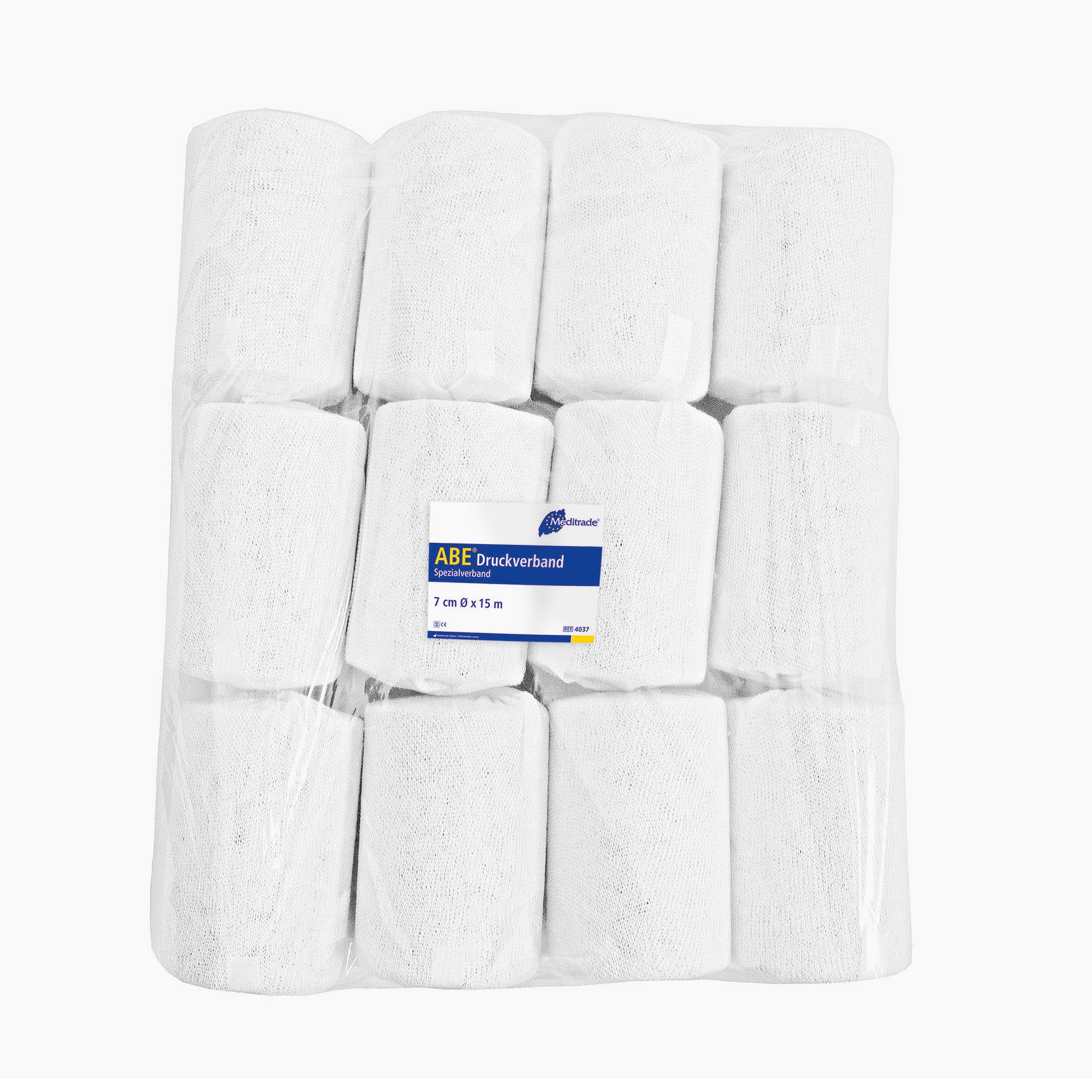 Meditrade ABE® Druckverbandrolle – Latex | Maße: Ø 7 cm × 10 cm | Inhalt: 12 Stück