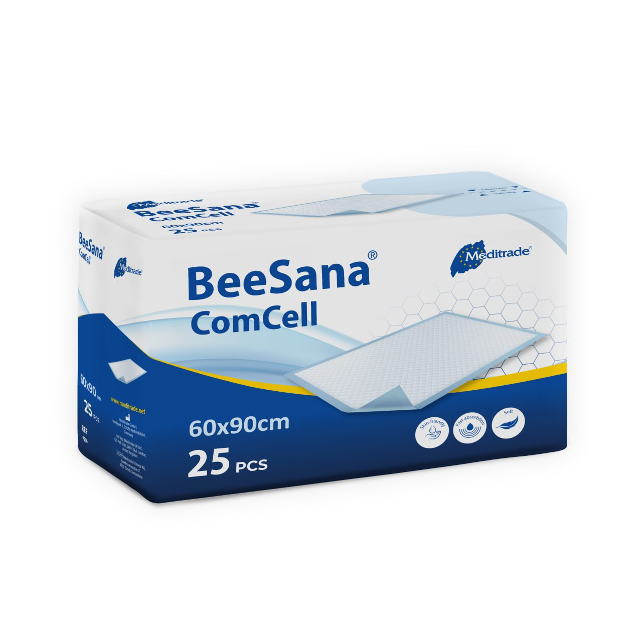 Meditrade BeeSana Comcell Krankenunterlage - Größe: 60 x 90 cm | Inhalt: 6 Packungen à 25 Stück (150 Stück) – Variantenansicht 5651016