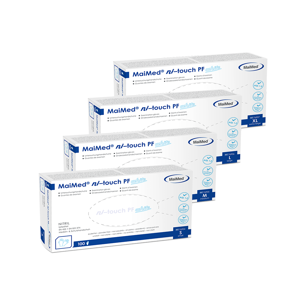 MaiMed® ni touch PF - Nitril-Untersuchungshandschuh | Größe: S | Farbe: Weiß