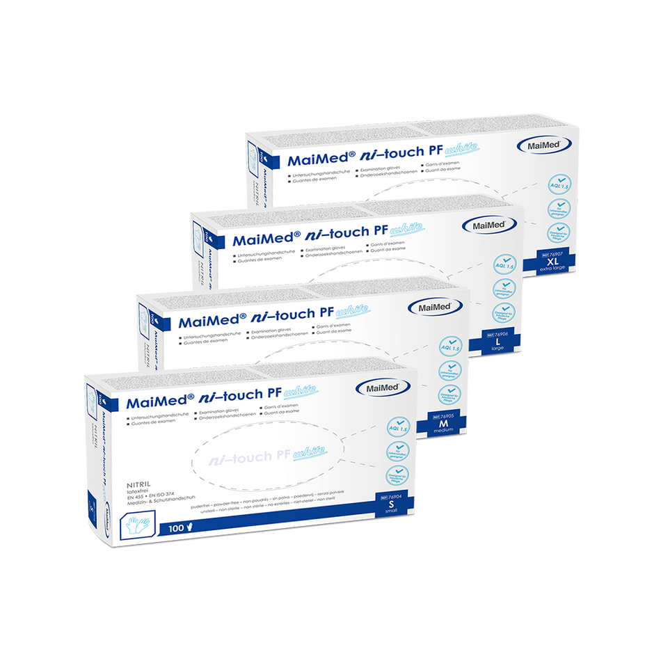 MaiMed® ni touch PF - Nitril-Untersuchungshandschuh | Größe: S | Farbe: Weiß