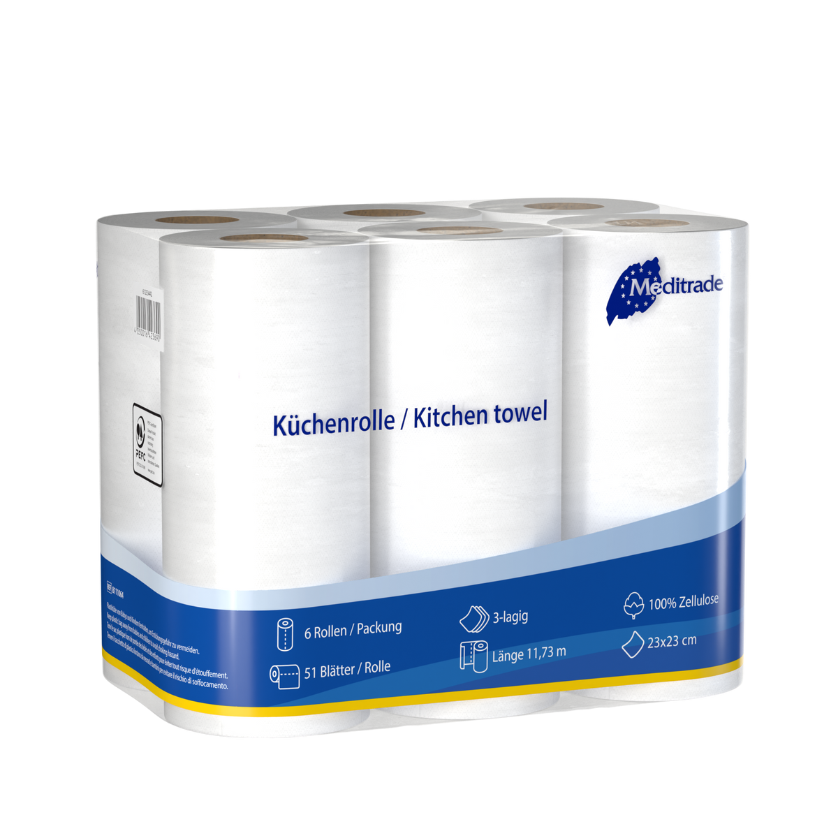Meditrade Küchenrollen – 3-lagig | 51 Blatt je Rolle | Inhalt: 6 Rollen