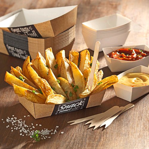 PAPSTAR 50 Pommes-Frites-Trays "pure" "Good Food" 3,5 cm x 7 cm