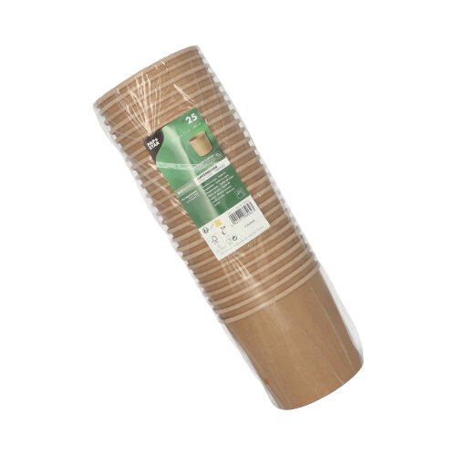 PAPSTAR Suppenbecher aus Pappe, braun, Ø 11,5 cm, 11 cm hoch | Folie (25 Stück)