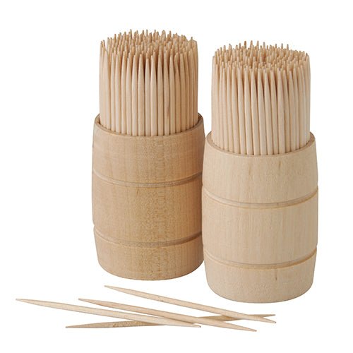 PAPSTAR Zahnstocher aus Holz "pure", rund, 6,8 cm, im Holzspender | Beutel (400 Stück)