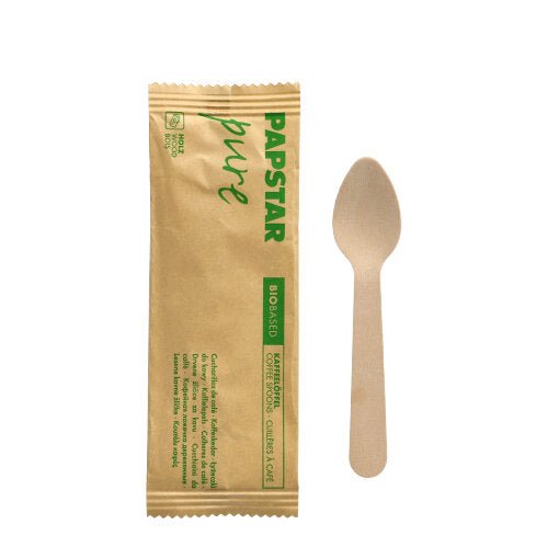 PAPSTAR Kaffeelöffel Holz "pure" 11 cm, einzeln verpackt | Schrumpffolie (50 Stück)