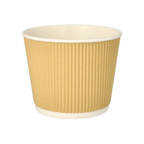 PAPSTAR Suppenbecher rund, braun/weiß, Ripple Wall, 13,5 cm | Folie (25 Stück)