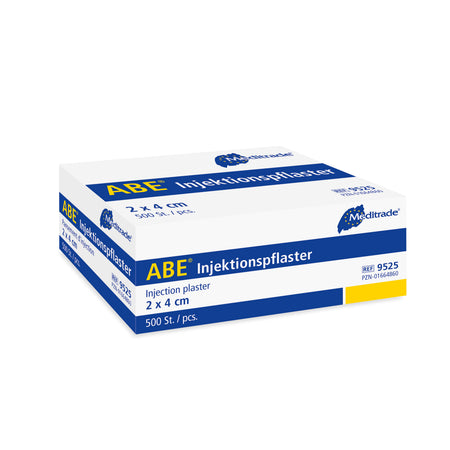 Meditrade ABE® Injektionspflaster – Maße: 2 × 4 cm | Inhalt: 500 Stück – Verpackungsansicht