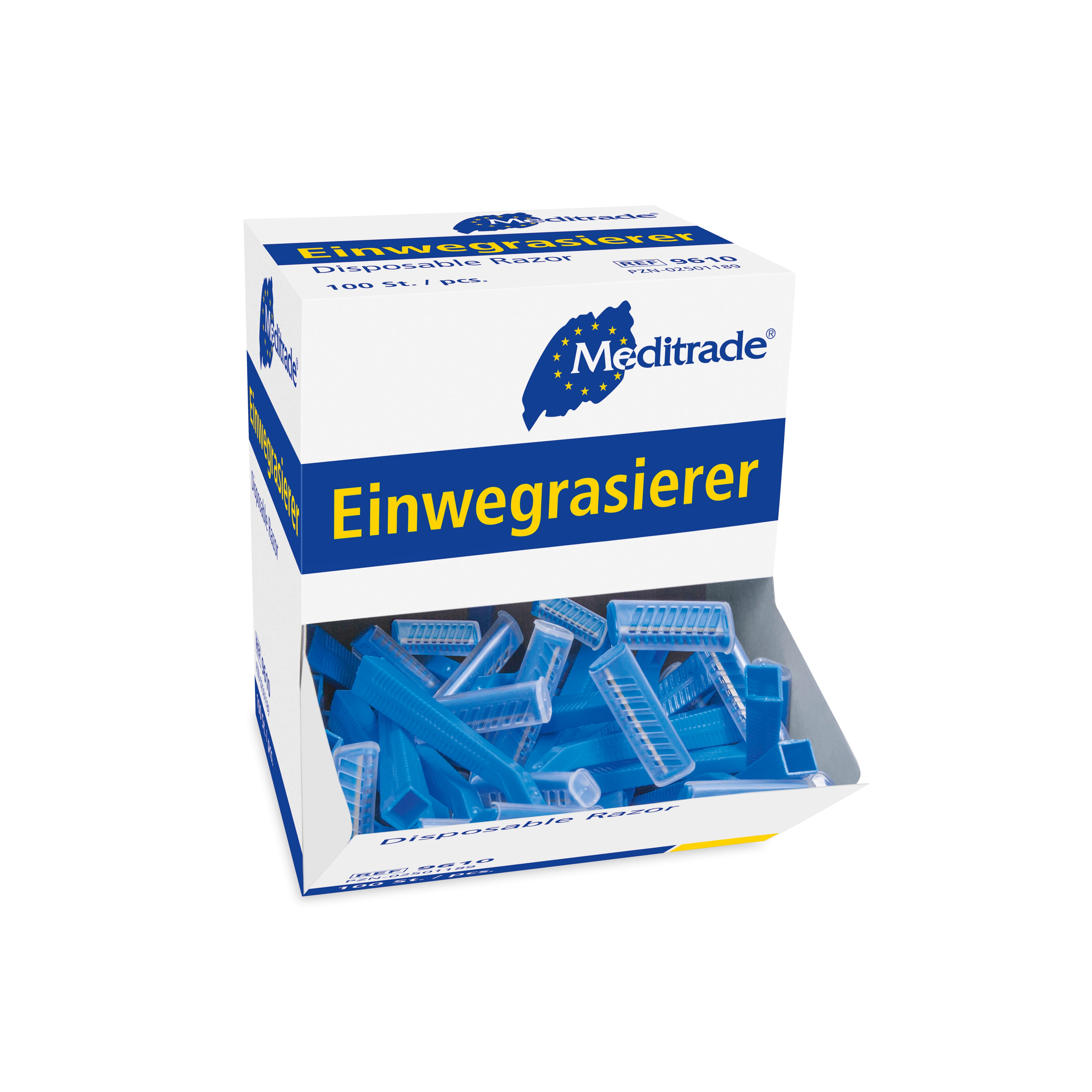 Meditrade Einwegrasierer – blau | einschneidig | Inhalt: 100 Stück