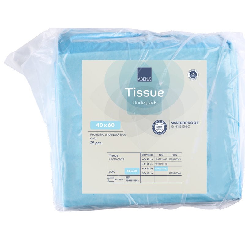 Einweg-Unterlage, ABENA Tissue, 6-lagig, 40x60 cm, Blau   | Packung (25 Stück)