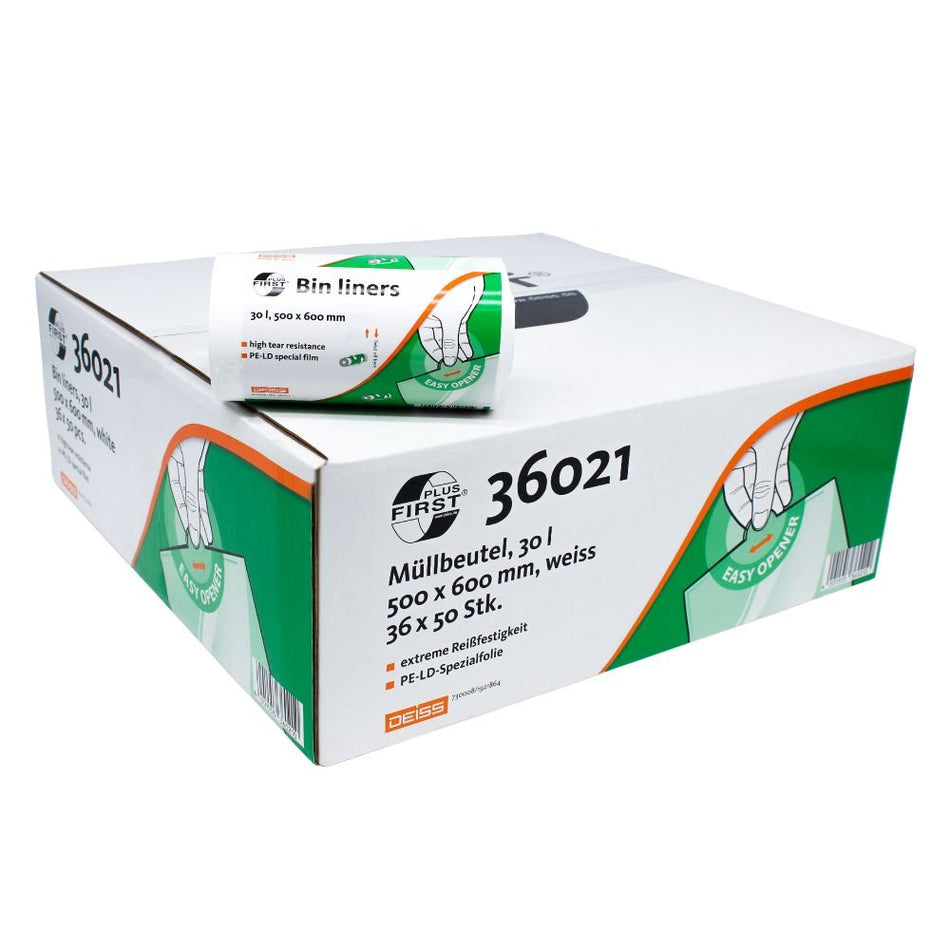 DEISS First Plus® Müllbeutel 30 Liter, Premium-LDPE, 36021