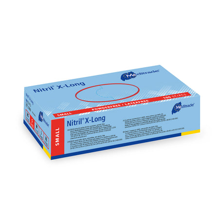 Meditrade Nitril® X-Long Untersuchungshandschuh aus Nitril – Verpackungsansicht