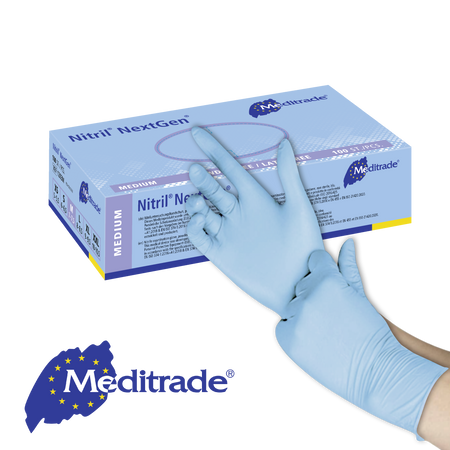 Meditrade Nitril NextGen Untersuchungshandschuh aus Nitril – Produkt und Verpackung 2