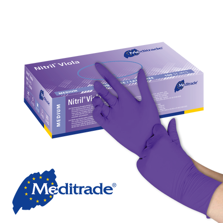 Meditrade Nitril Viola Untersuchungshandschuh – Produkt und Verpackung 2