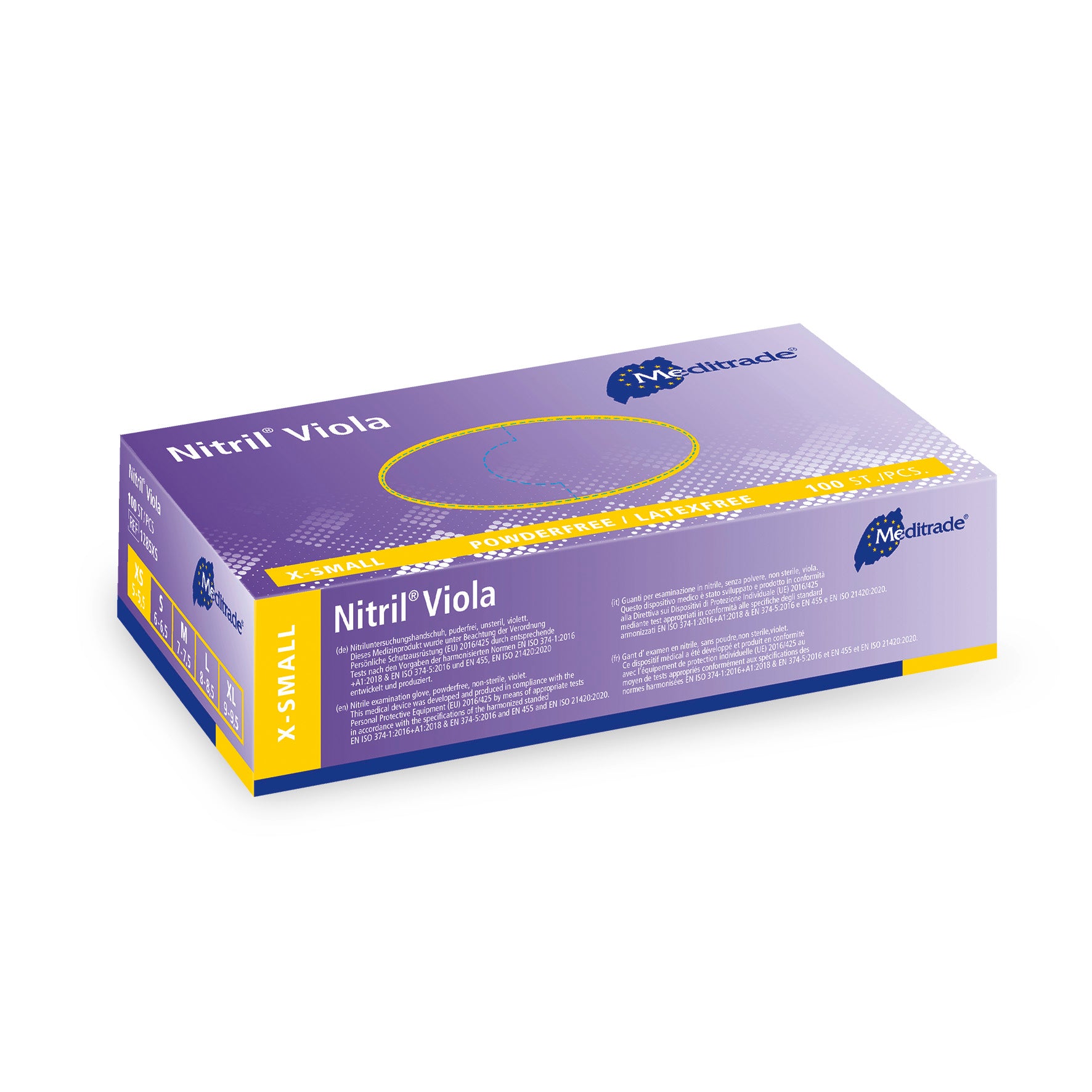 Meditrade Nitril Viola Untersuchungshandschuh – Verpackungsansicht 3