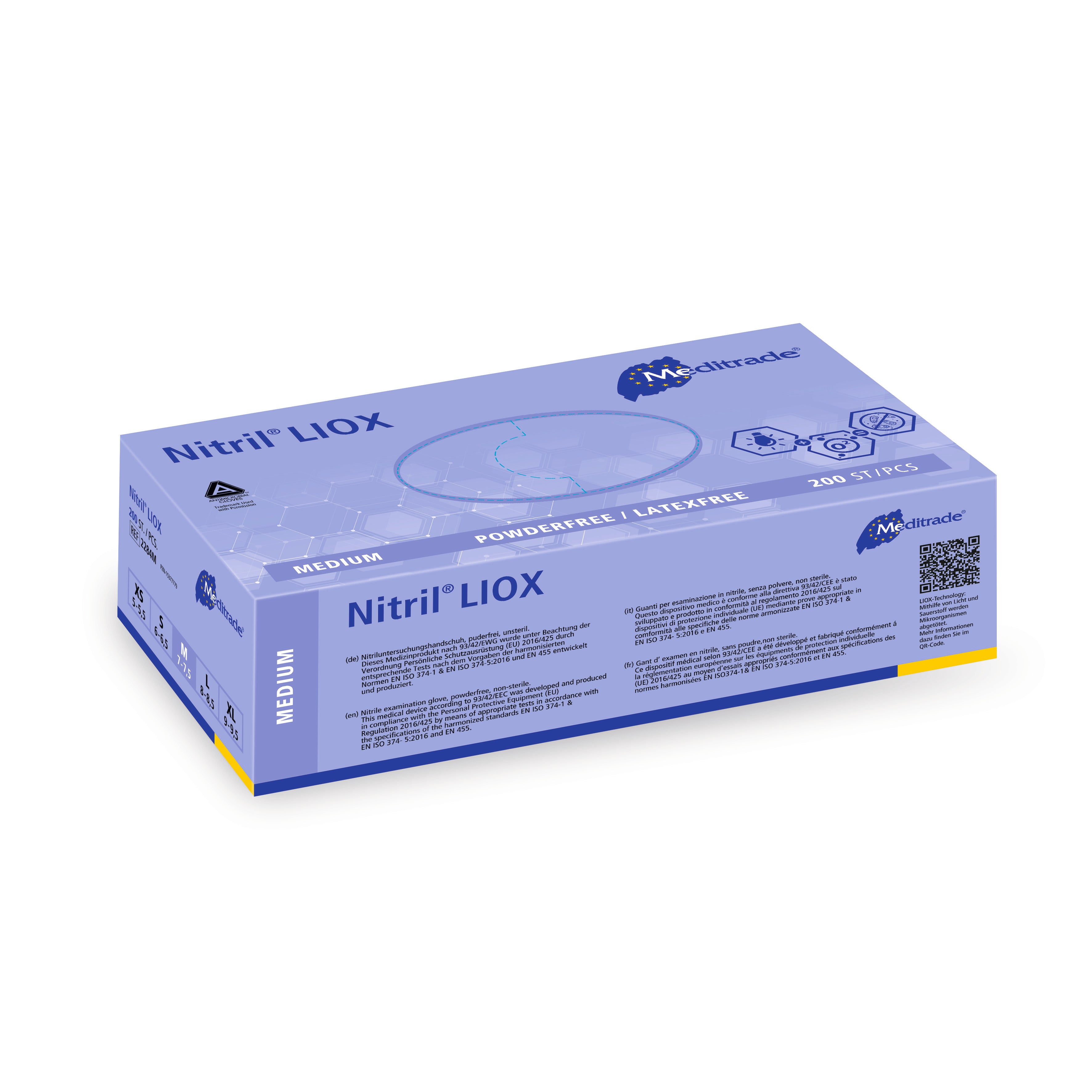 Meditrade Nitril® LIOX Antimikrobieller Untersuchungshandschuh aus Nitril – Verpackungsansicht 4