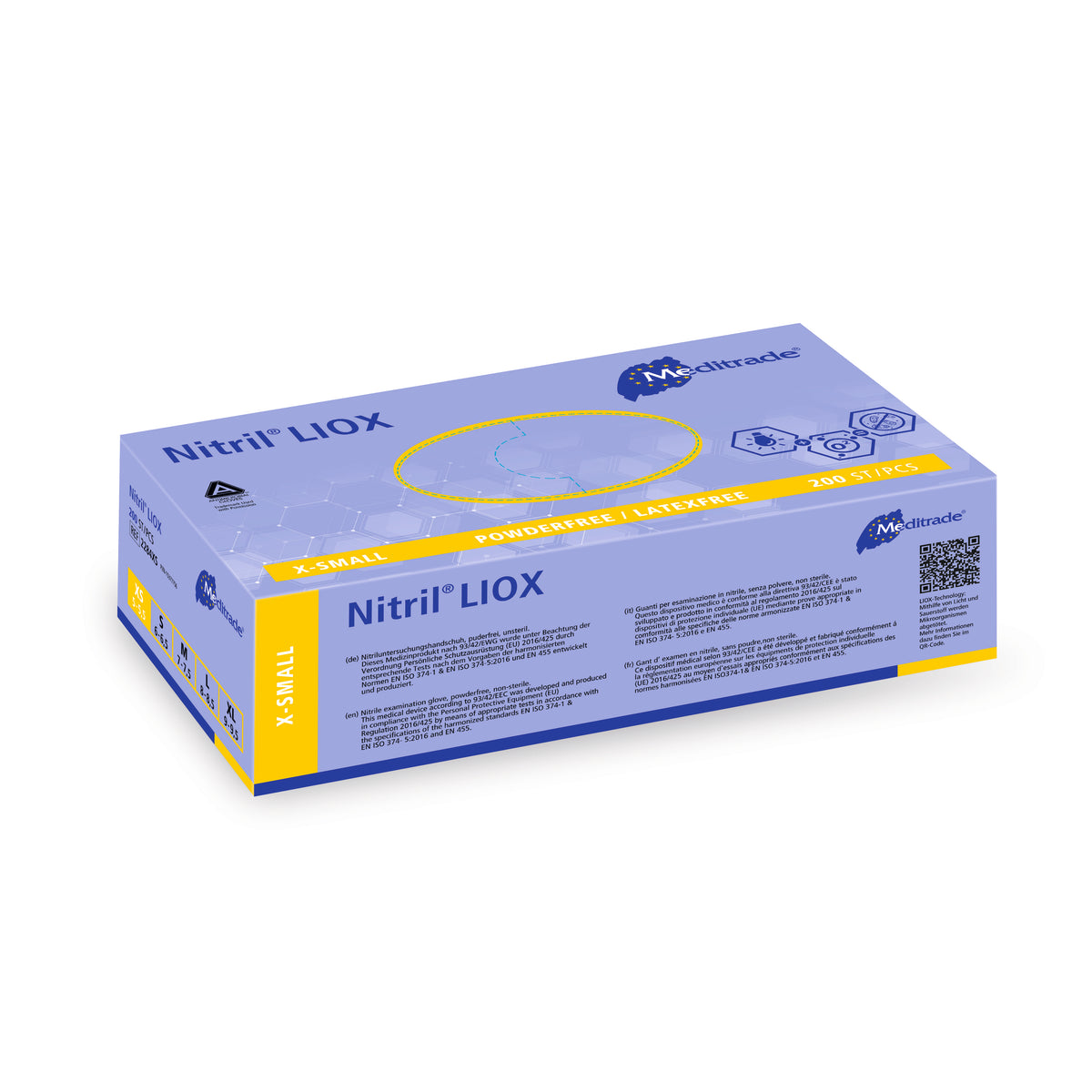 Meditrade Nitril® LIOX Antimikrobieller Untersuchungshandschuh aus Nitril – Verpackungsansicht 3