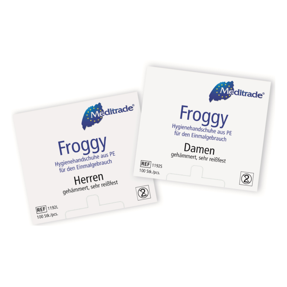 Meditrade Froggy Hygienehandschuh aus reißfestem Polyethylen