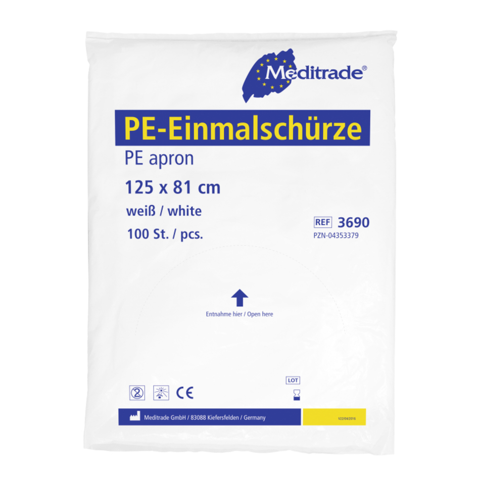 Meditrade PE-Einmalschürze – 16 µm | Weiß | Einzelentnahme aus Beutel