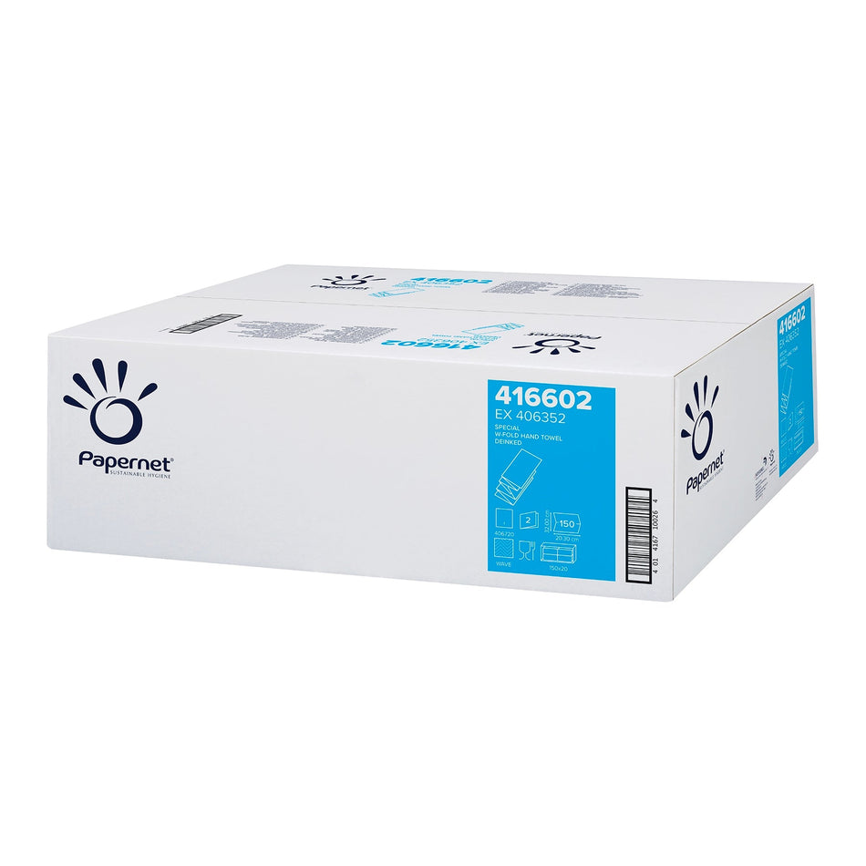 Papernet Papierhandtücher 416602, 3000 Blatt, 2-lagig W-Falz | Karton (20 Packungen)