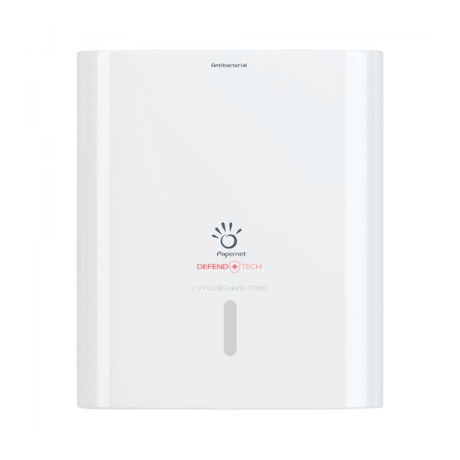 Papernet Antibakterieller Spender für C/V-Falz Falthandtücher mit Defend Tech Technologie | Karton (1 Packung)