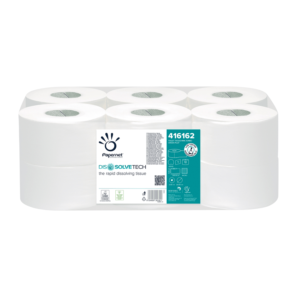 Papernet Toilettenpapier mit Dissolve Tech Technologie | Packung (12 Rollen)