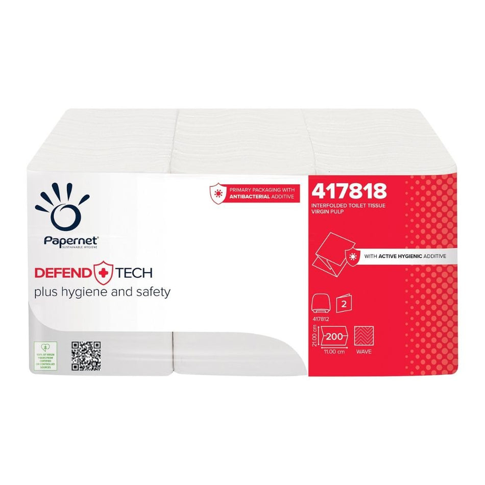 Papernet 417818 Einzelblatt-Toilettenpapier mit Defend Tech Technologie 2-lagig | Packung (6 Stück)