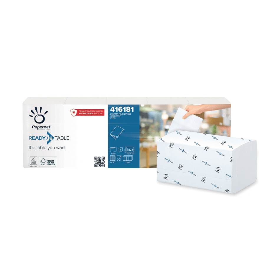 Papernet ¼ Falz Servietten mit Ready Table Technologie, 416181 | Packung (5 Stück)