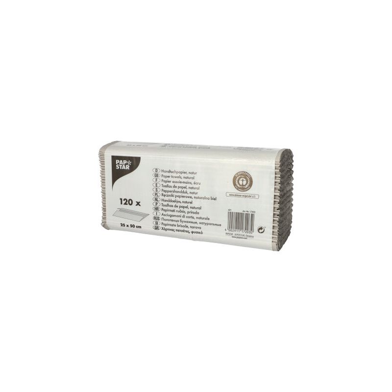 PAPSTAR Handtuchpapier C-Falz, 50x25 cm, natur, 1-lagig | Packung (120 Blätter)