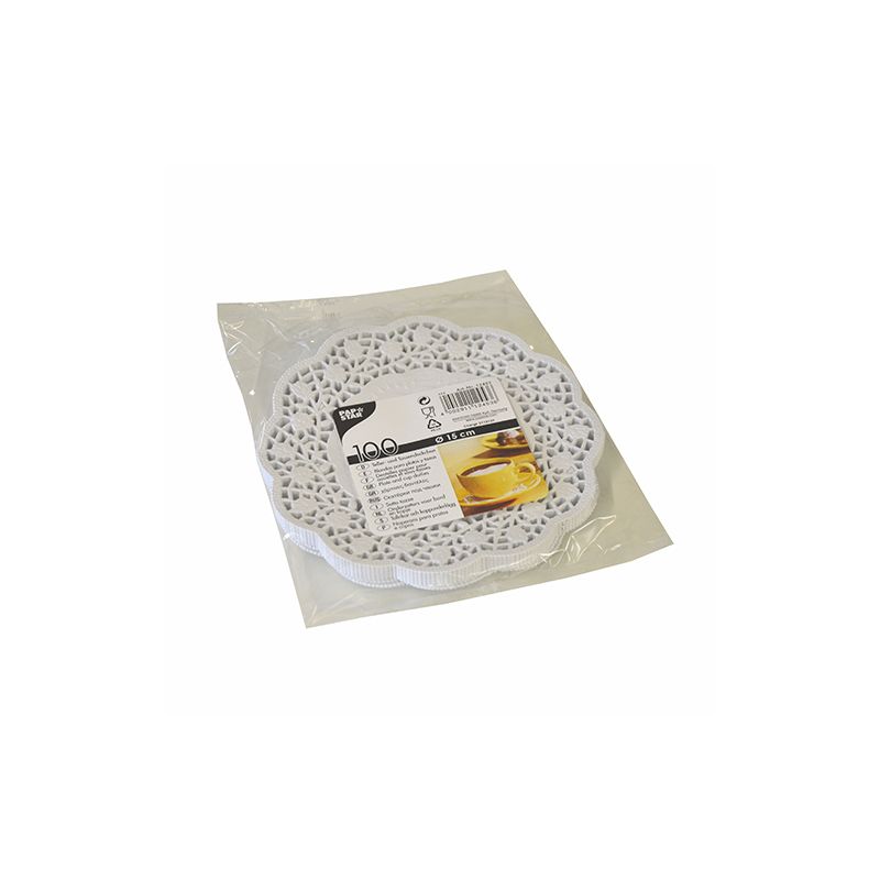PAPSTAR Teller- und Tassendeckchen rund 15 cm, weiß | Packung (100 Stück)