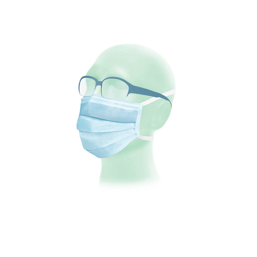Meditrade Suavel Antifog OP-Maske für Brillenträger – Befestigung: Bänder | Typ II | Farbe: Blau | Inhalt: 50 Stück