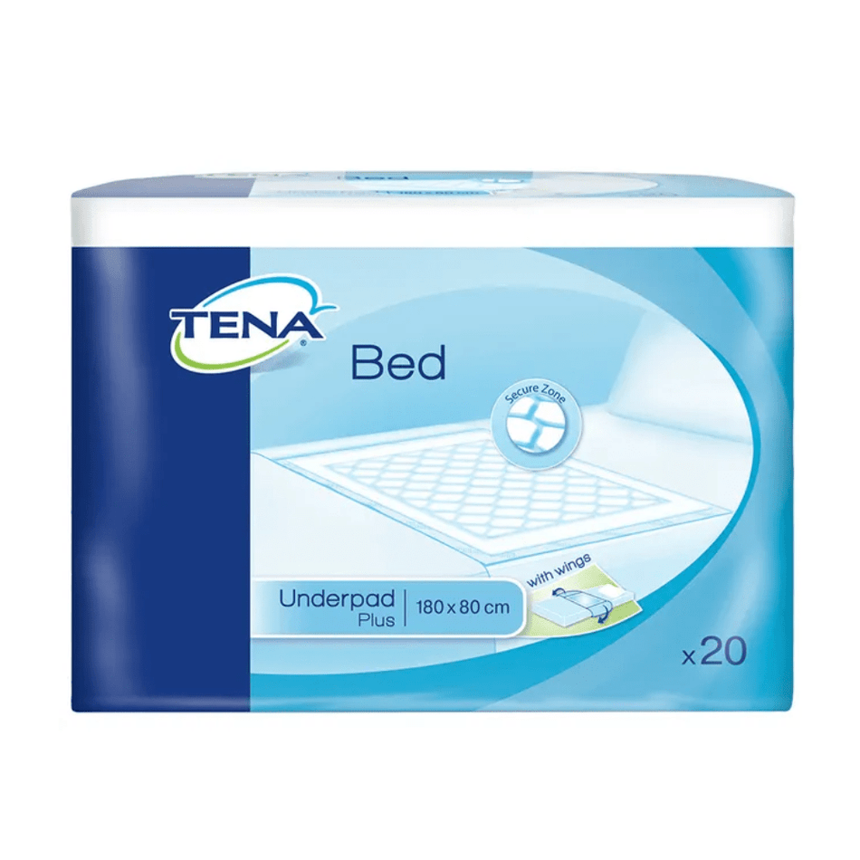 TENA Bed PlusWing Bettschutzunterlagen 180 x 80 cm | Packung (20 Stück)
