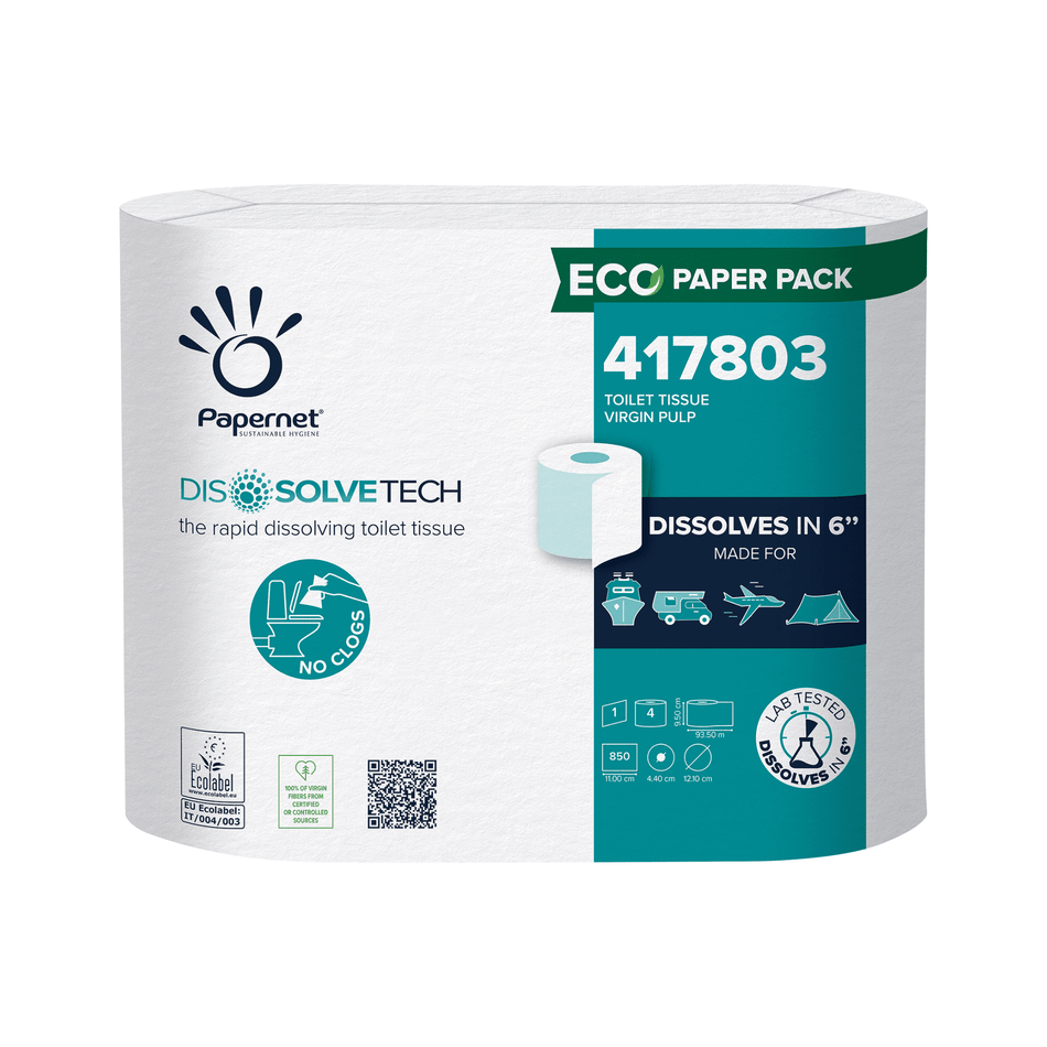 Papernet Toilettenpapier mit Dissolve Tech Technologie, 417803, 1-lagig, 4 Rollen | Packung (4 Rollen)